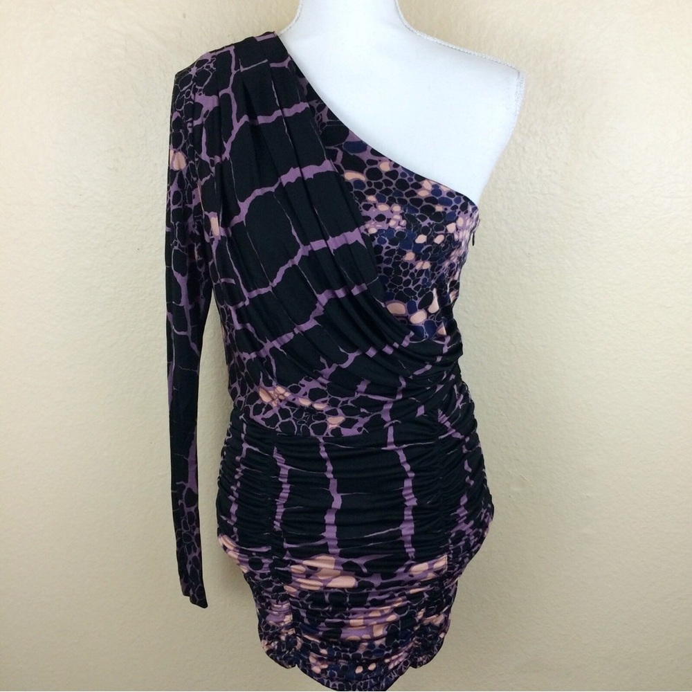 Tibi Printed Mini Dress (one shoulder)